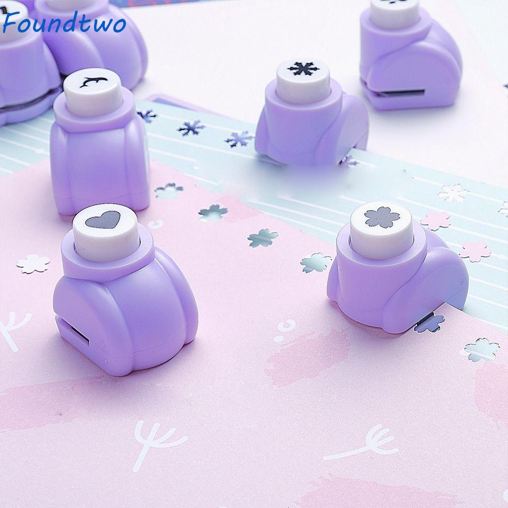 FOUNDTWO Mini Paper Puncher Paper Cutter Scrapbooking Tím Rời Mẫu Giáo Tông Đơ Giấy Dập Nổi Đấm