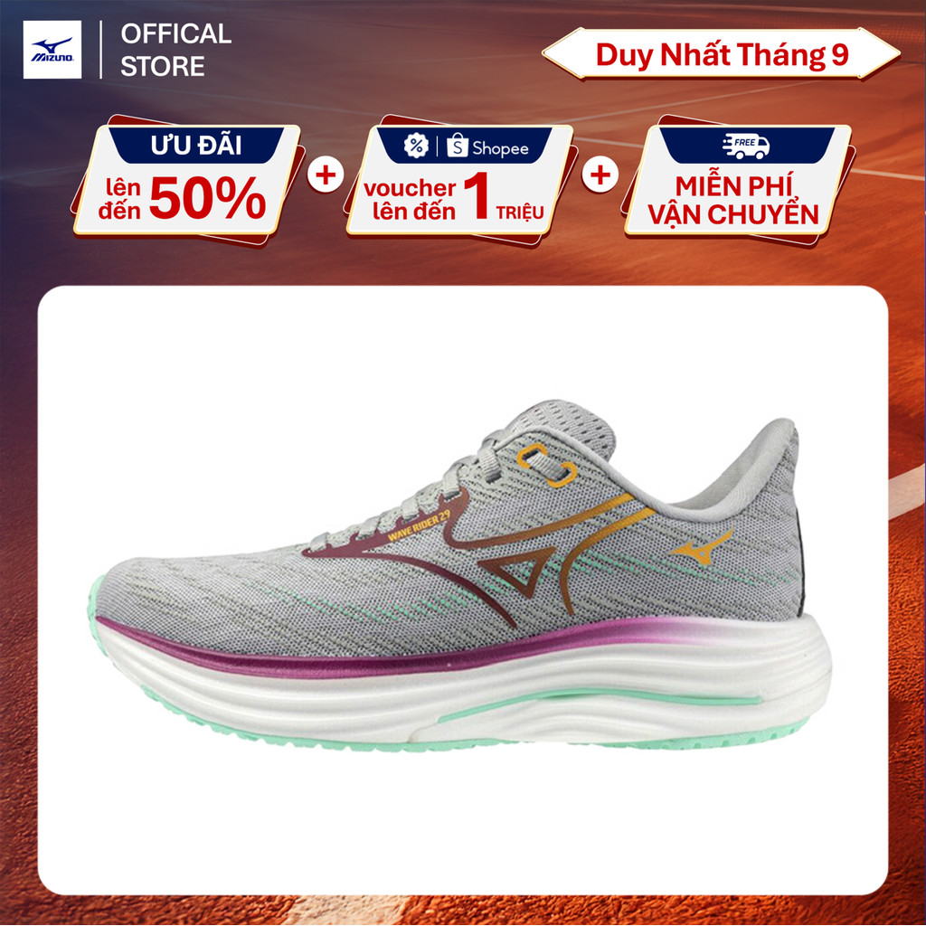 Giày Chạy Bộ Nữ Mizuno Wave Rider 29 - Xám - J1GD250324