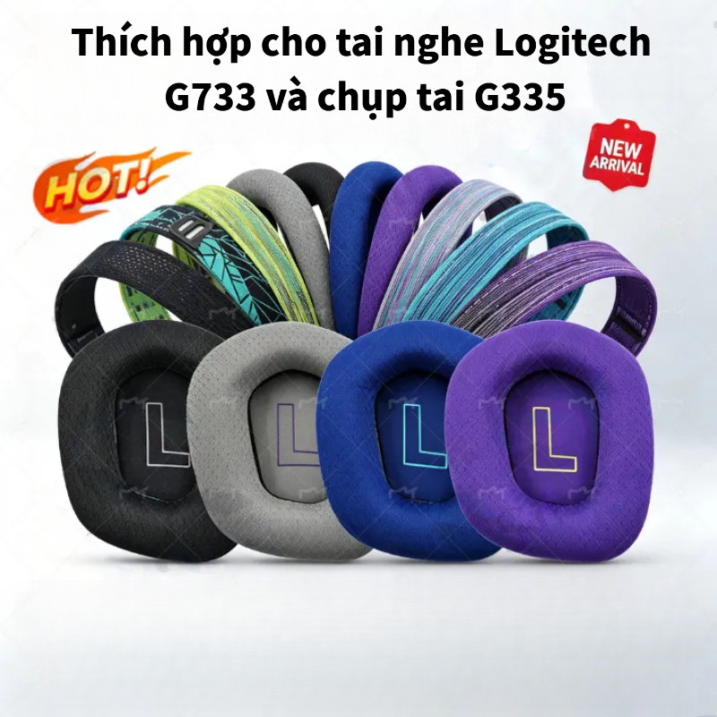 Đệm Tai Nghe Chuyên Nghiệp Cho Logitech G733 G335, Băng Đô Thay Thế Tai Và Băng Đô Cho Logitech G733
