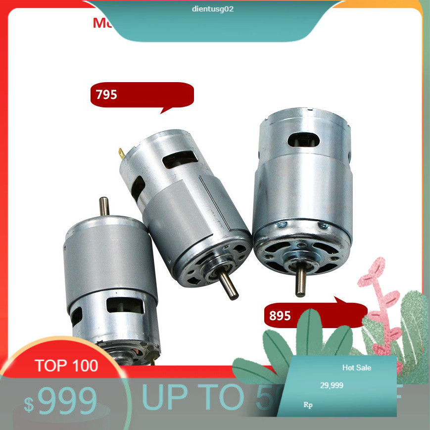 Motor DC 12V 775, 795/ 895 có bạc đạn, quạt tải nhiệt