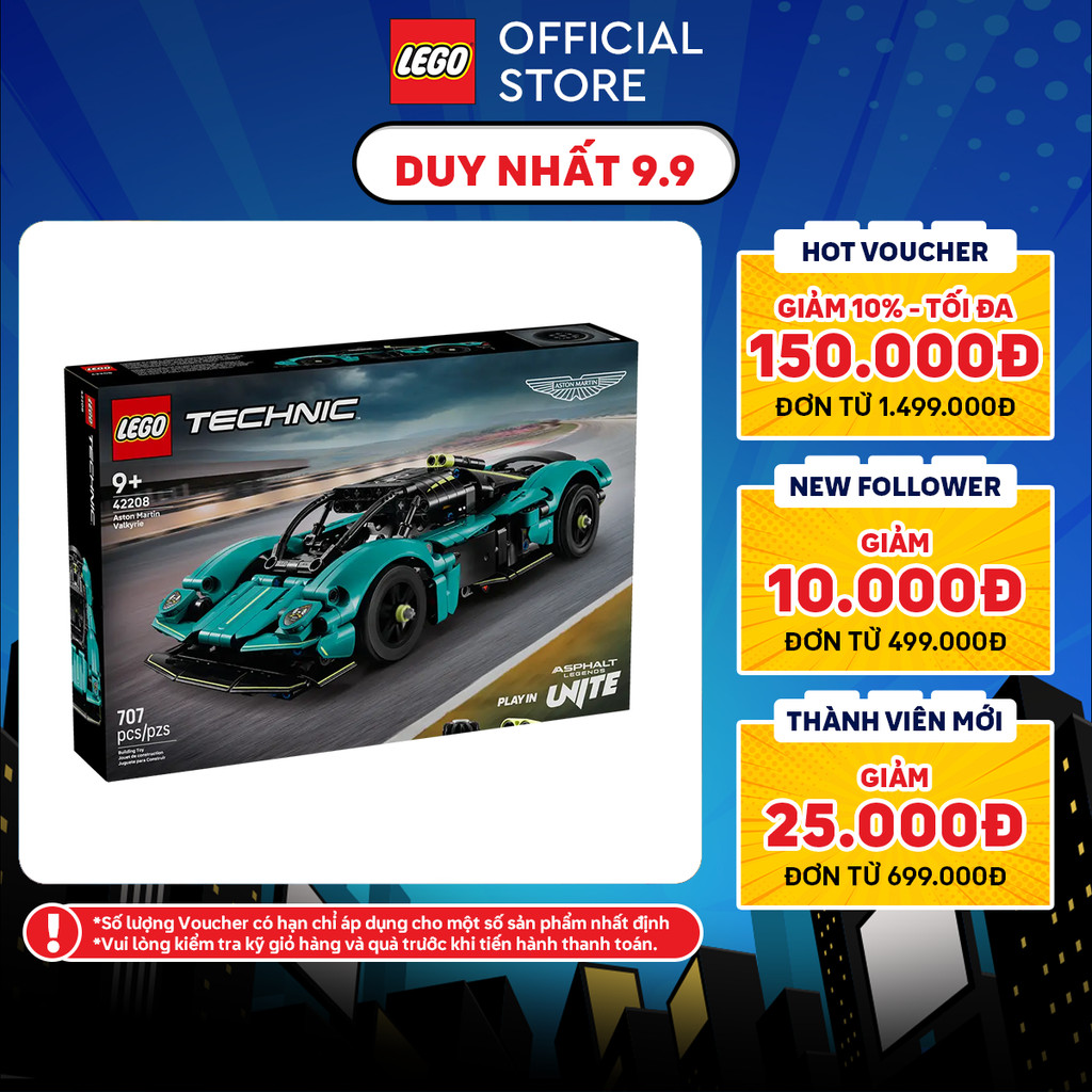 LEGO TECHNIC 42208 Đồ Chơi Lắp Ráp Siêu Xe Aston Martin Valkyrie (707 chi tiết)