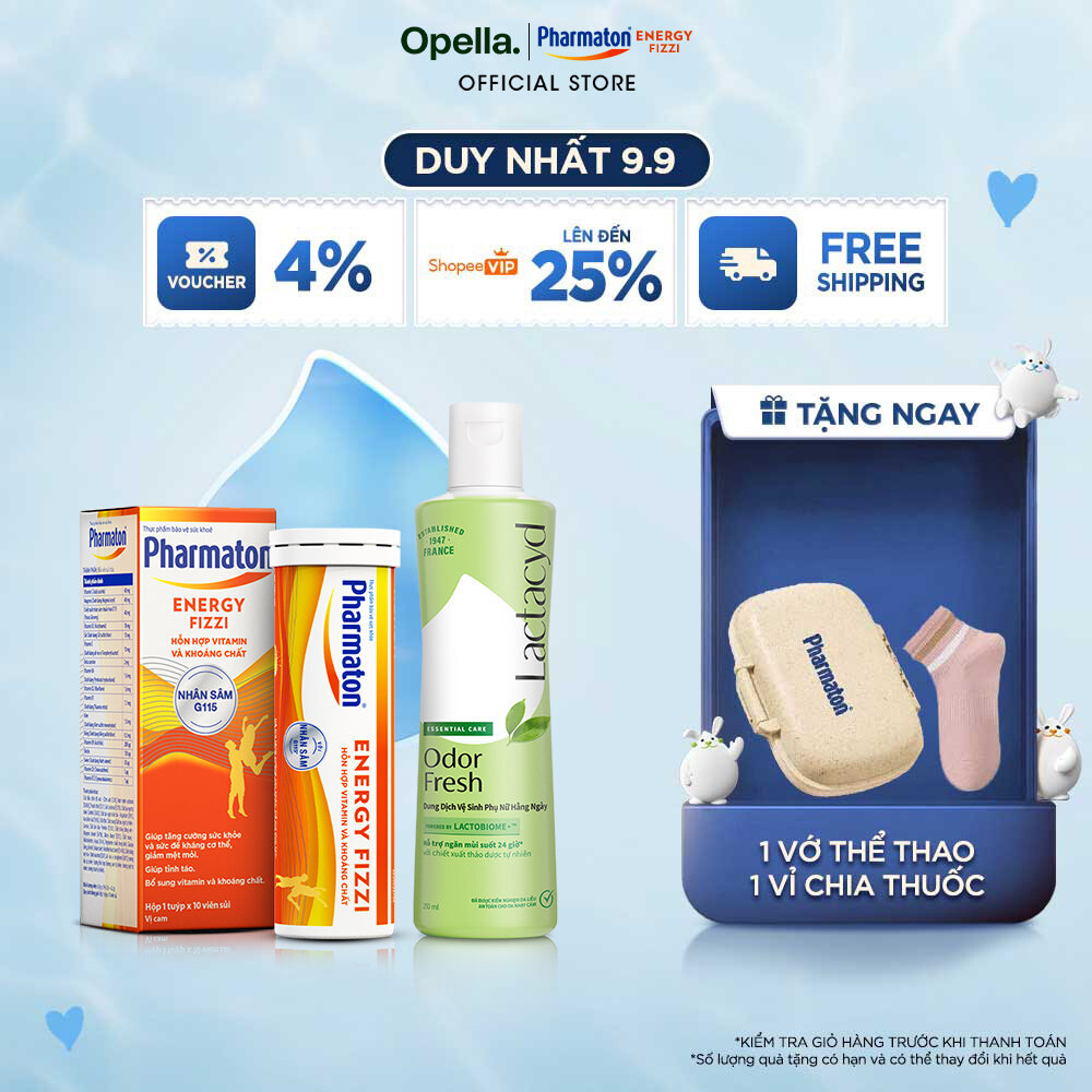 Bộ 1 DDVS phụ nữ Lactacyd Odor Fresh 250ml + 1 Thực phẩm bảo vệ sức khỏe Pharmaton Energy Fizzi