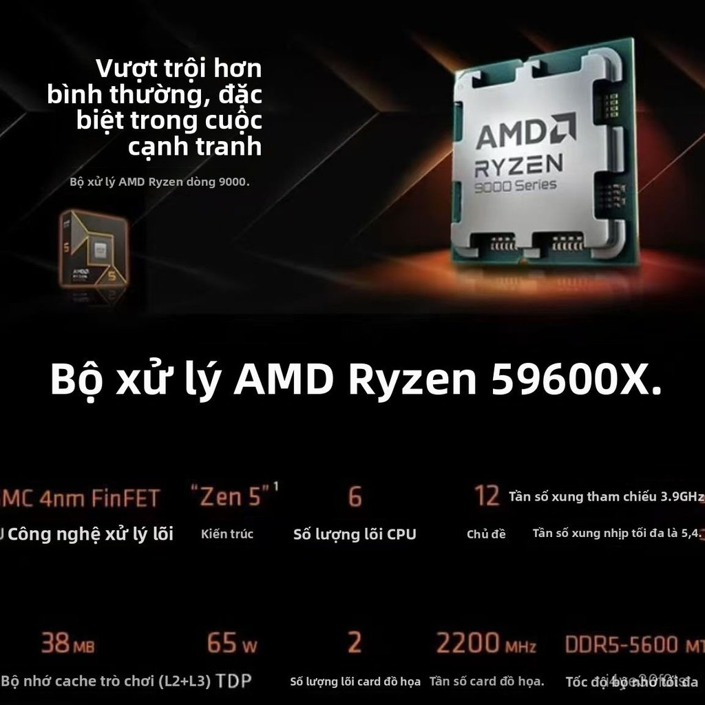 CPU AMD Ryzen 5 9600X hộp mới, 6 nhân 12 luồng, chơi game mượt, hiệu năng cao, giao nhanh