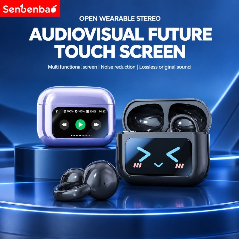Tai nghe Senbenbao M100 Tai nghe không dây mở tai, Tai nghe kẹp Bluetooth có hộp sạc màn hình cảm ứn