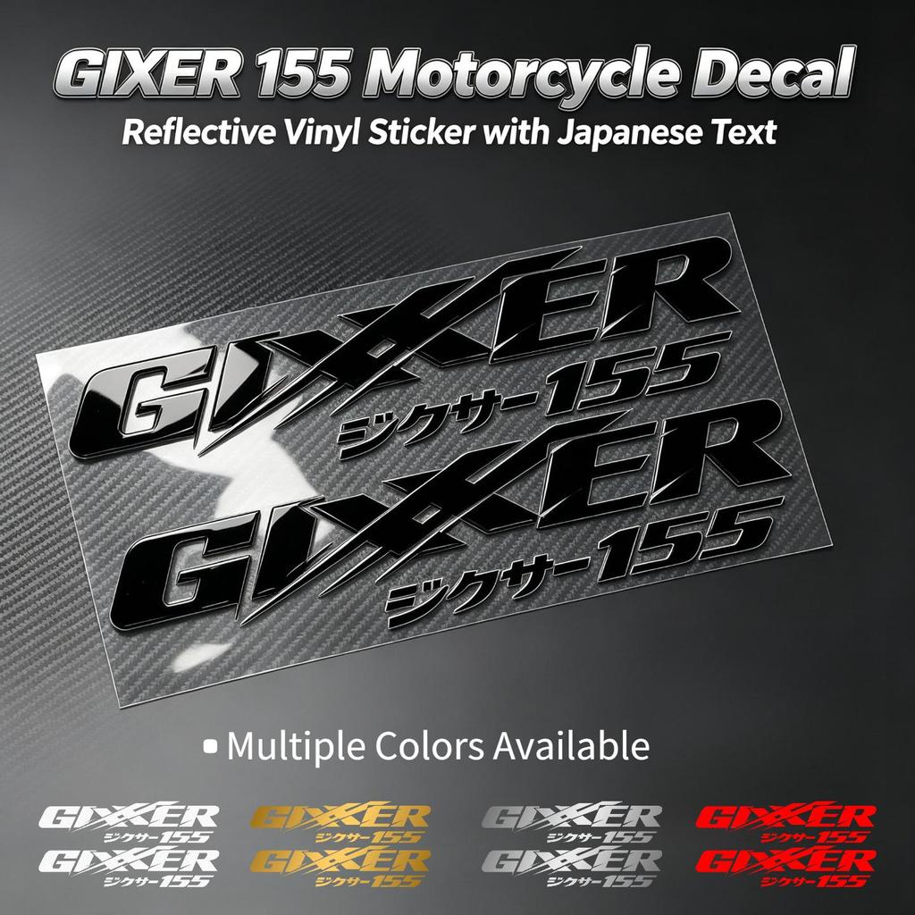 Dành Cho Xe Máy GIXXER 155 Decal Phản Quang Vinyl Dán Có Văn Bản Nhật Bản, Đồ Họa Cơ Thể Chống Thấm 