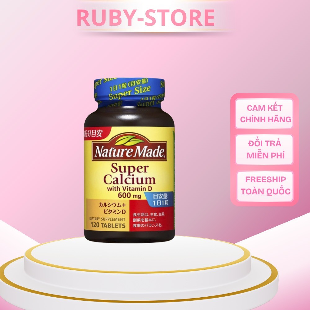 Viên uống Nature Made Super Calcium bổ sung Canxi; Vitamin D Nhật bản Hộp 120 viên.