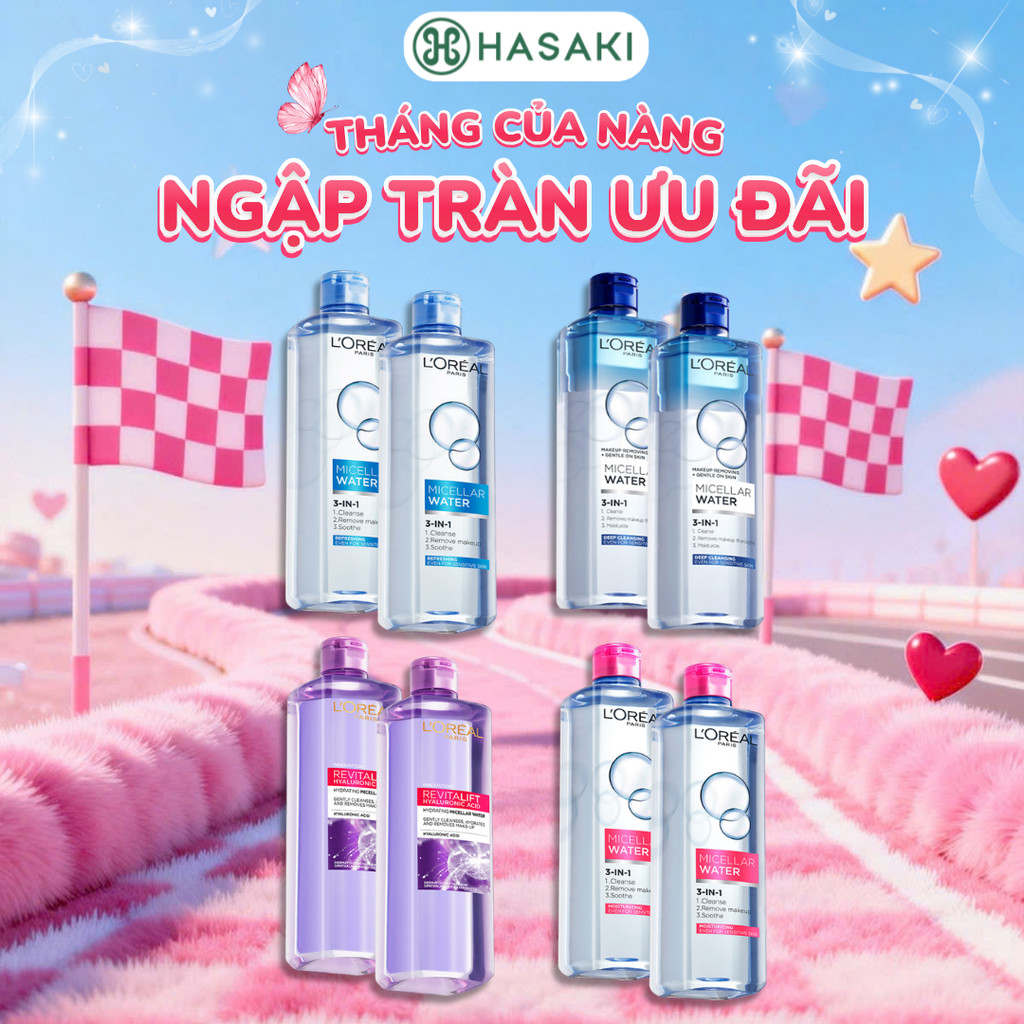 Combo 2 Nước Tẩy Trang L'Oreal Dưỡng Ẩm Cho Da Thường, Khô 400ml HASAKI SẢN PHẨM CHÍNH HÃNG