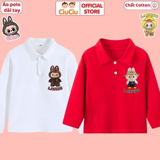 Áo Polo Dài Tay Labubu Cho Bé Trai Bé Gái CIUCIU Áo Thu Đông Chất Thun Cotton
