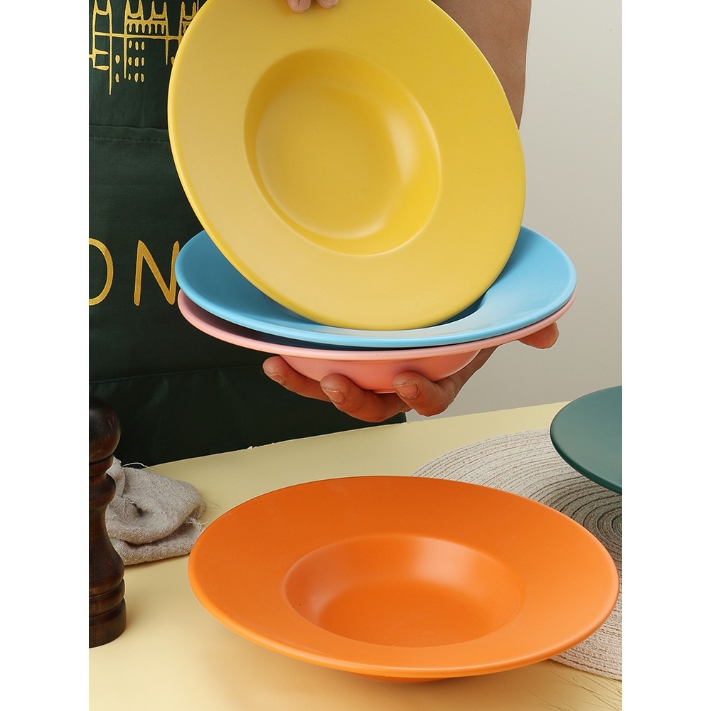 Gốm Tây Thực Phẩm Súp Đĩa Pasta Bát Tròn Salad Rơm Mũ Đĩa Phương Tây Đĩa Đĩa Pasta Đĩa Pasta Đĩa