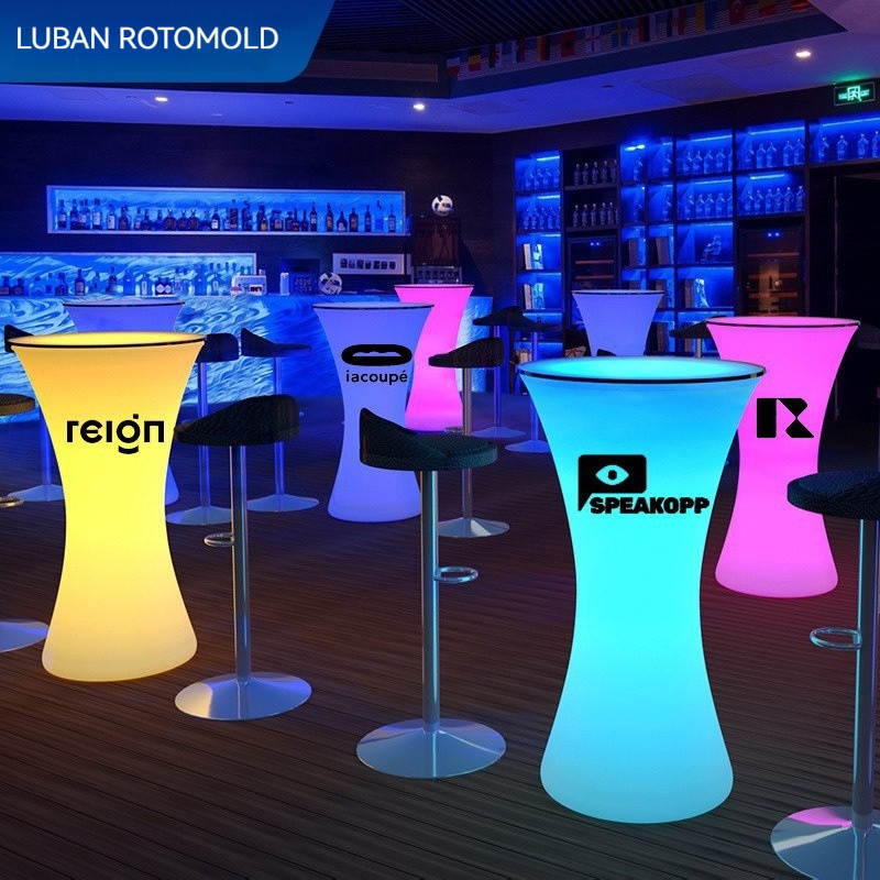 LED Lighted High Bar Stool with a Sense of Luxury, High Chair for Outdoor Use, Round Dining Table Ch