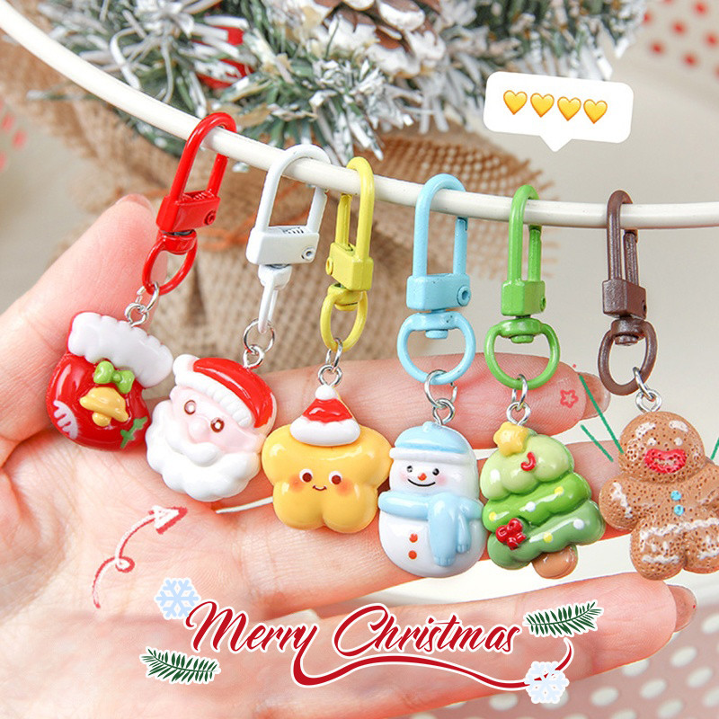 Đáng Yêu Người Tuyết Ngôi Sao Móc Khóa Mini Xmas Cây Nhựa Túi Mặt Dây Chuyền Thời Trang Kering Phụ K