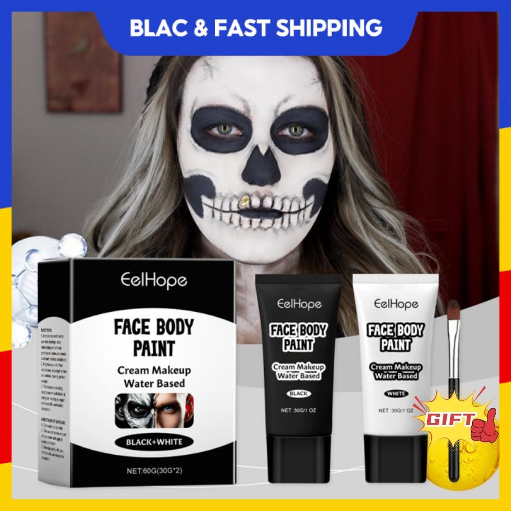 【Quà tặng miễn phí】EELHOPE 3 miếng kem nền đen trắng che khuyết điểm phấn phủ màu cà phê đen hiệu ứn