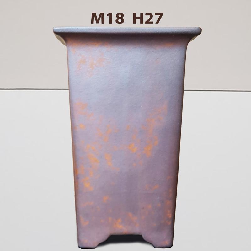 Chậu vuông cao da báo gốm tàu M18 H27, Chậu bonsai, chậu cảnh gốm tàu, gốm tàu tử sa, gốm tàu cao cấ