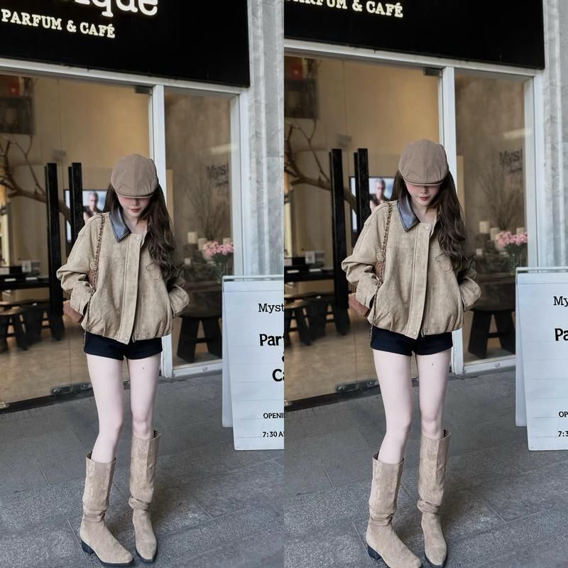 Áo Khoác Da Lộn Phối Cổ Da A33 GM