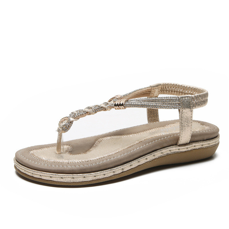 Mùa Xuân 2023 Phong Cách Mới Thời Trang Kim Cương Giả sandal Phẳng Bohemian Bán Buôn sandal Nữ