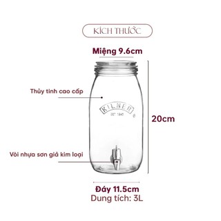 Kilner - Bình Nước Thủy Tinh - 3L
