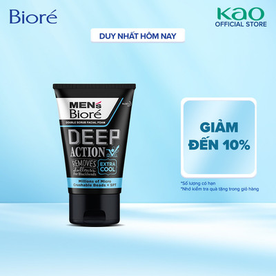 Sữa Rửa Mặt Men Biore Hạt Tác Động Kép Mát Lạnh Sảng Khoái 100g