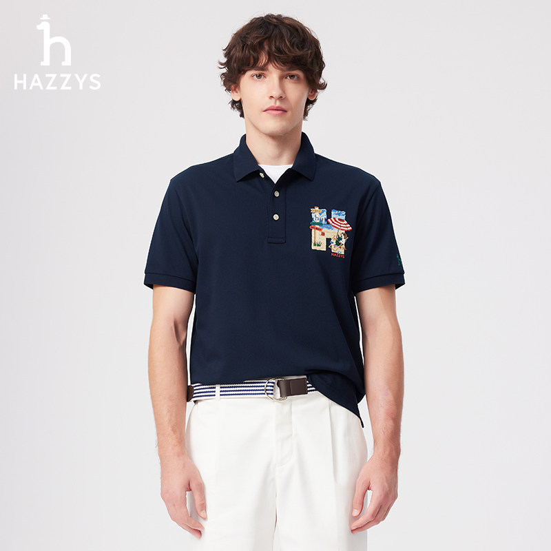Hazzys Nam Tay Ngắn Ve Áo POLO Áo Sơ Mi Nam Thời Trang Rời Top 0704