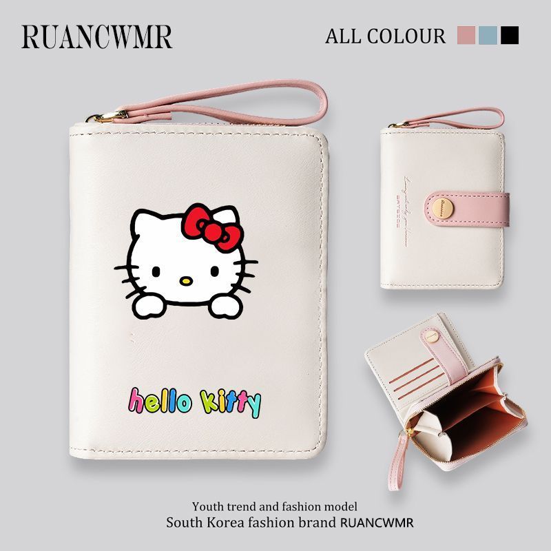 Hello kitty Dây Kéo Ví Nữ Hello Kitty Ví Đựng Tiền Xu Sinh Viên Ví Ngắn Quà Tặng Sinh Nhật kt Thẻ Mè