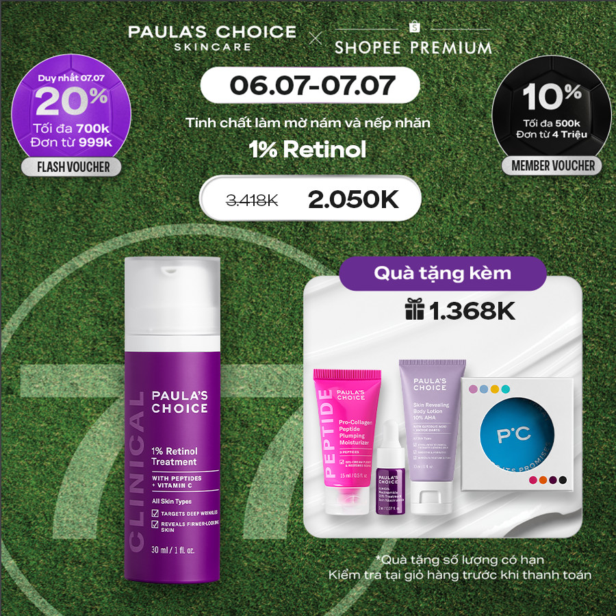 Tinh chất làm mờ nám và nếp nhăn Paula's Choice Clinical 1% Retinol Treatment 30ml 8010