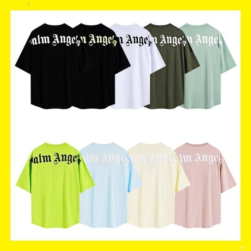 Palm Angels Large at the back logo Letter print short-sleeve couple's outfit trend T Shirt