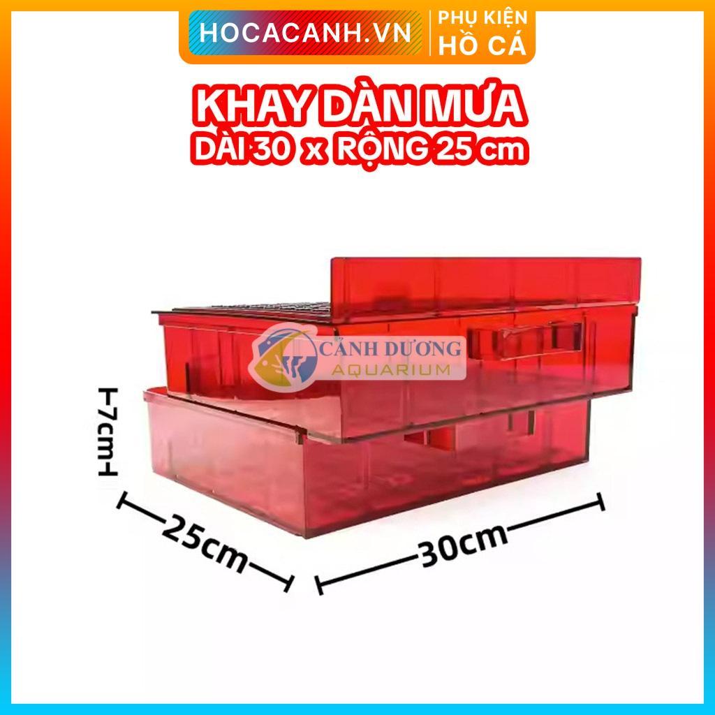 Khay dàn mưa nhựa mica màu đỏ trong suốt 30x25x7 cm dùng DIY lọc thô cho hồ cá