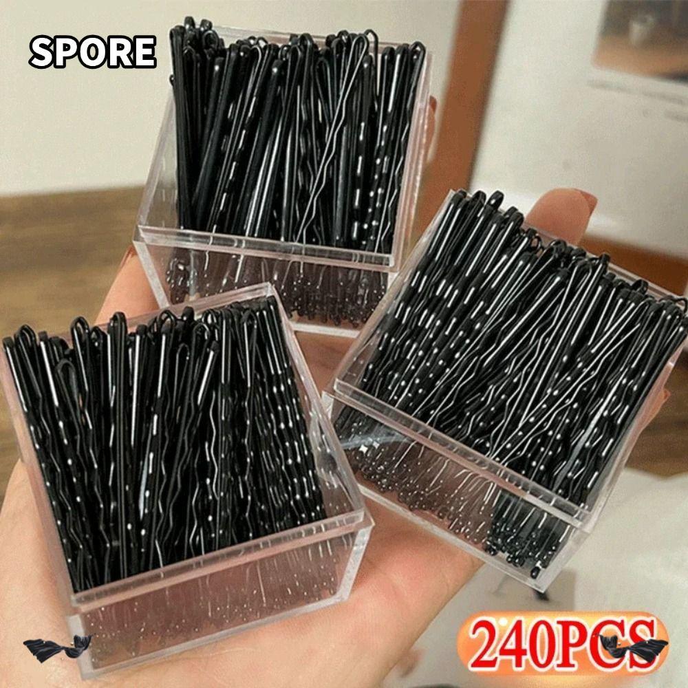 SPORE 60 / 240 Kẹp Tóc Đen, Kẹp Tóc Nữ Sóng Hình Chữ U, Kẹp Tóc BB Vô Hình