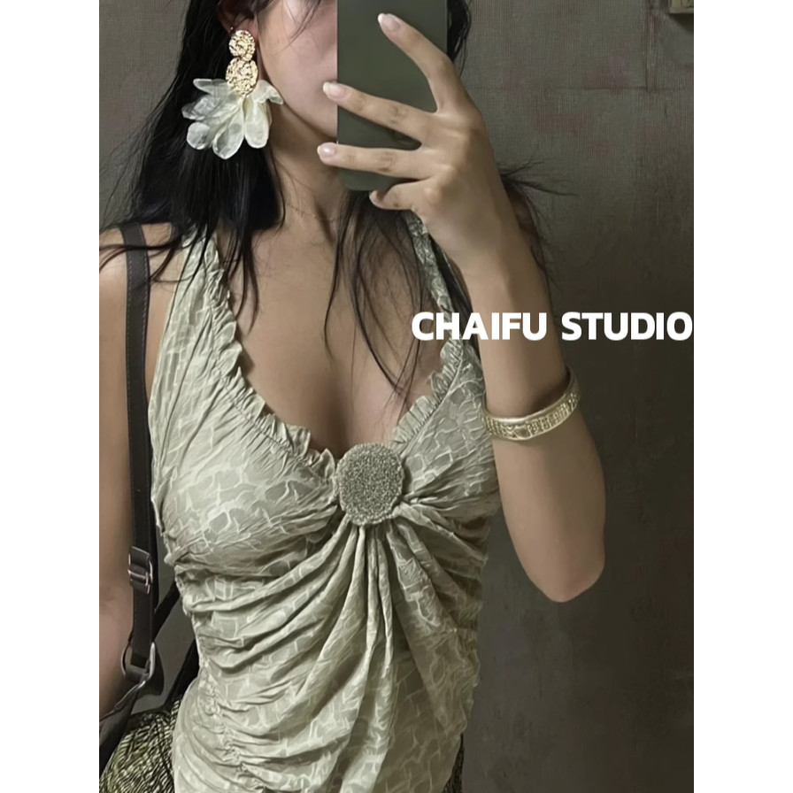 Chaifu Studio / E388 Lãng Mạn Gặp Gạc Bông Tai Hoa Thanh Lịch Siêu Cổ Tích Kết Cấu Tính Khí Bông Tai