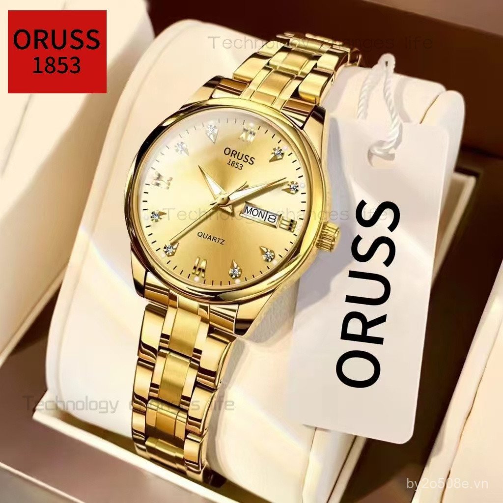 ORUSS Chính Hãng Nữ / Nam Thép Không Gỉ Chống Thấm Nước Lịch Kép Nữ Nhỏ Vàng / Bạc Đồng Hồ Nữ Analog