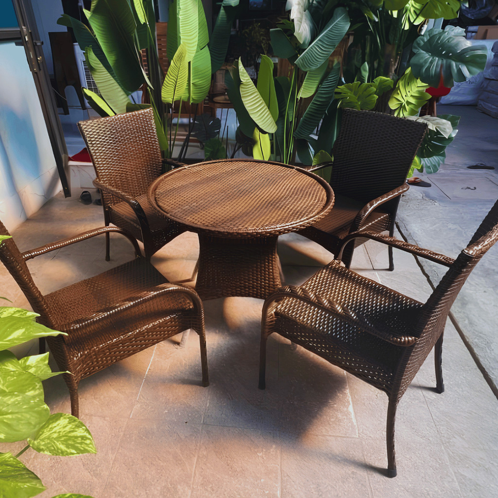 Bộ Bàn Ghế HEALHOMES G01 Mây Nhựa Khung Thép Sơn Tĩnh Điện Dùng Cho Ban Công Sân Vườn