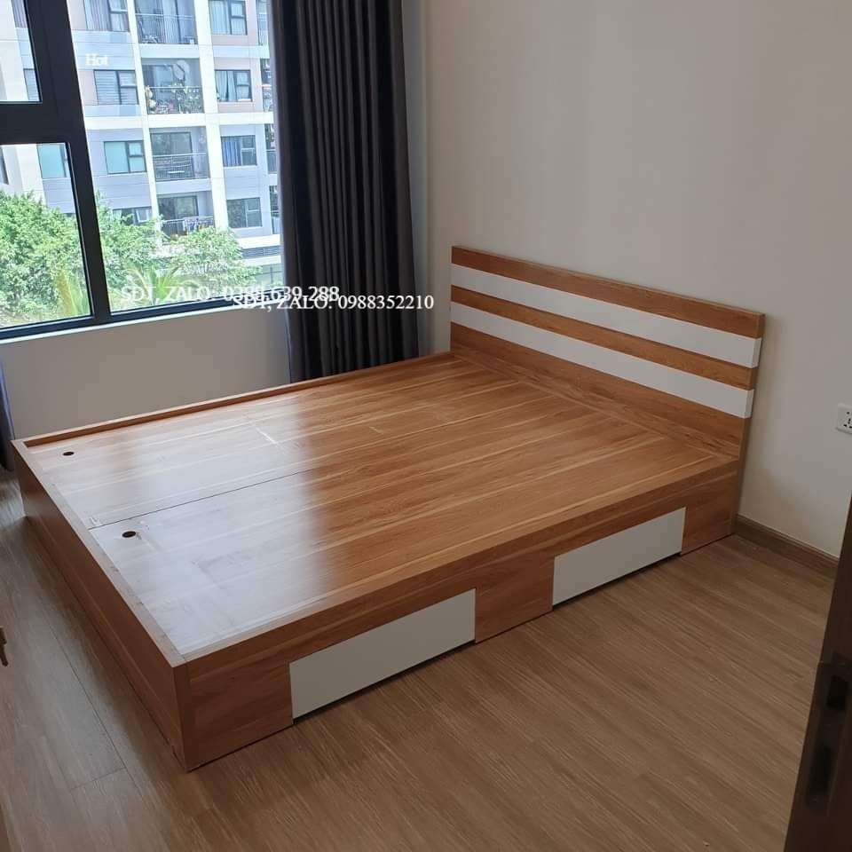 Giường gỗ công nghiệp MDF 1M6-1M8-2M có ngăn kéo (FREESHIP 50KM ) , đồ gỗ Bình Long