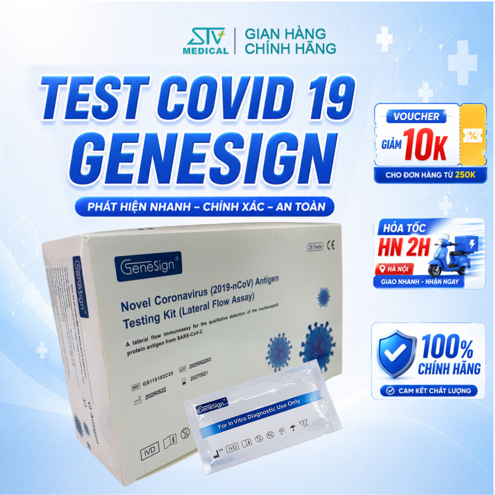 Que Test COVID Genesign Chính Hãng - Kit Test SARS-CoV-2 Kết Quả Nhanh Sau 15 Phút