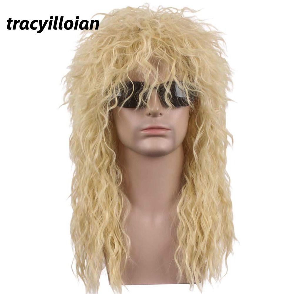 TRACEILLOIAN Halloween Party Cosplay Tóc Giả, Lông Tơ Punk 70s 80 Rockstar Tóc Giả, Vintage Dài Xoăn