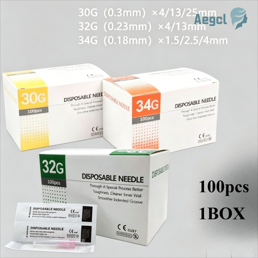 100 Chiếc 30G4mm 30G13mm 30G25mm 32G4mm 32G13mm Dùng Một Lần Làm Đẹp Kim Nhỏ 34G1.5mm 34G2.5mm 34G4m