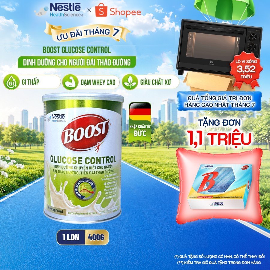 [MỚI] Sữa Bột NESTLÉ BOOST GLUCOSE CONTROL Đức Bổ Sung Dinh Dưỡng Người Tiểu Đường 400G