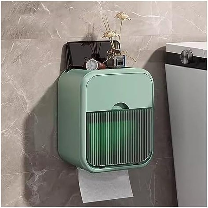 Tissue Box Toilet Paper Dispenser Without Punch, Plastic Tissue Box Wall Mounted Toilet Paper Holder