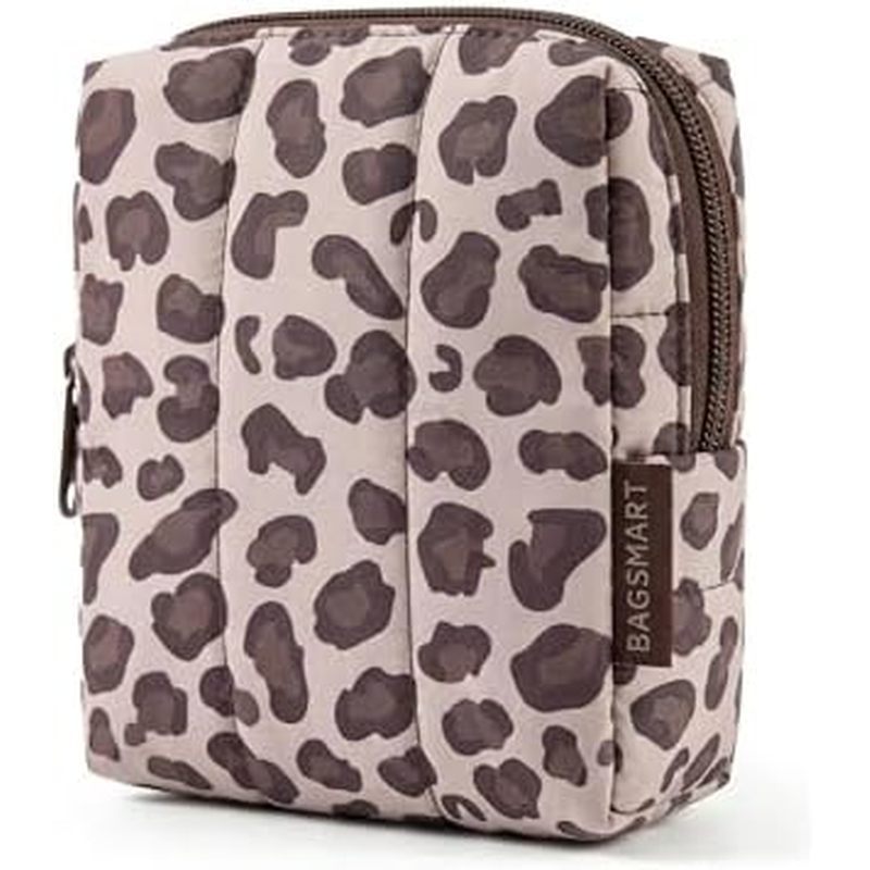 BAGSMART Makeup Bag Duo Set, Puffy Padded Travel Cosmetic Organizer with Slip-in Pockets, Large Toil
