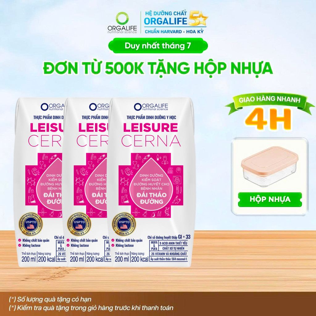Lốc 3 Hộp LEISURE CERNA Soup Uống Dinh Dưỡng Hỗ Trợ Kiểm Soát Đường Huyết (200ml/Hộp)