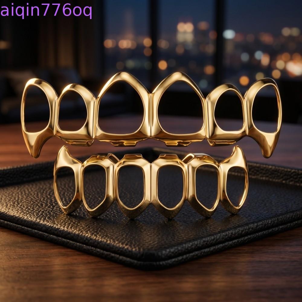 AIQINOQ Răng Rỗng Grillz Top Đáy Bộ, Chống Trơn Trượt Bóng Răng Grillz Mũ, Thời Trang Sáng Bóng Răng