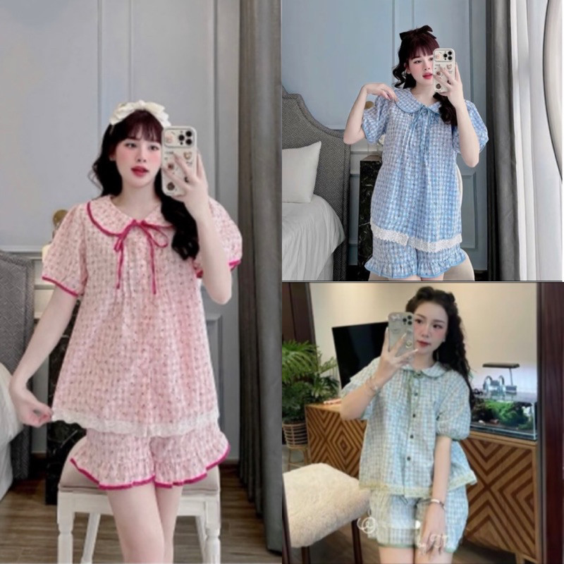 Set Bộ Ngủ Piyama Nữ , Set Bộ Ngủ Hình Hoa