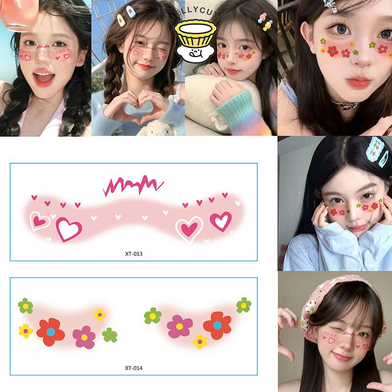 [jell] Nhãn dán trang điểm cô gái người yêu dễ thương Star Heart Powder Blusher Sticker Face Painted