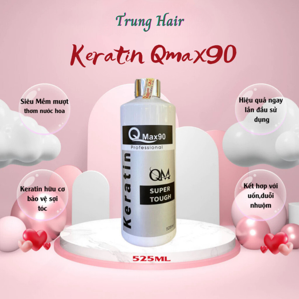 Keratin Qmax90, Keratin phục hồi tóc cháy, tóc nhũn, tóc bông xù hư tổn nặng chai 525ml  Chill Hair