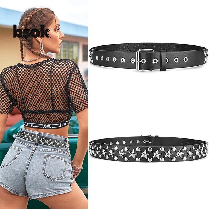 Trailblazer Rivet Hollow Bullet Punk Belt - Thắt lưng da đính đá Gothic có thể điều chỉnh cho nữ Mới