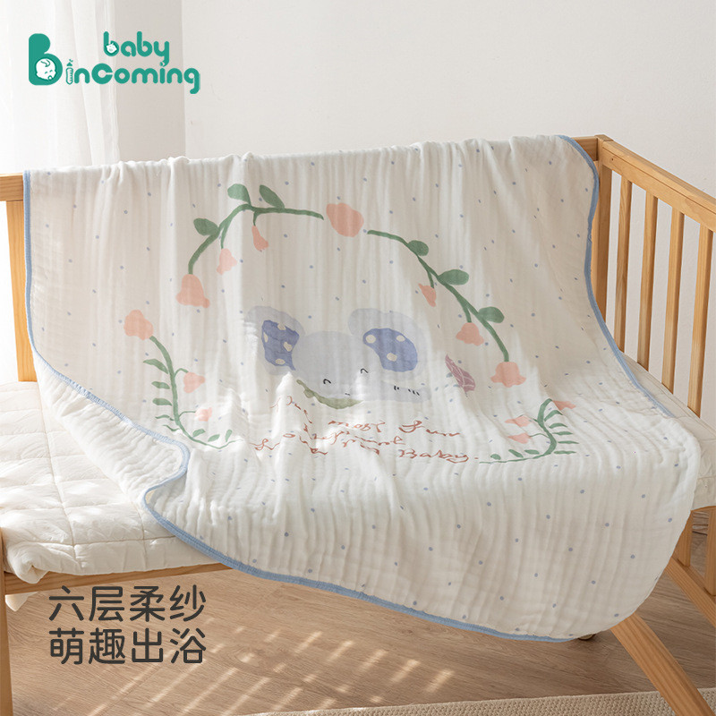 Preferred#a Baby six-layer bath towel, newborn bath towel, pure cotton, soft and delicate, children'