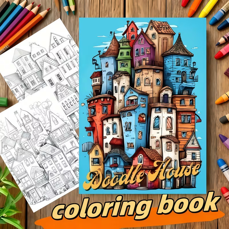 Hàng sẵn có Vận chuyển nhanh Phong cách mới Bán chạy A4 Fantasy House Coloring Book Coloring Book Pa