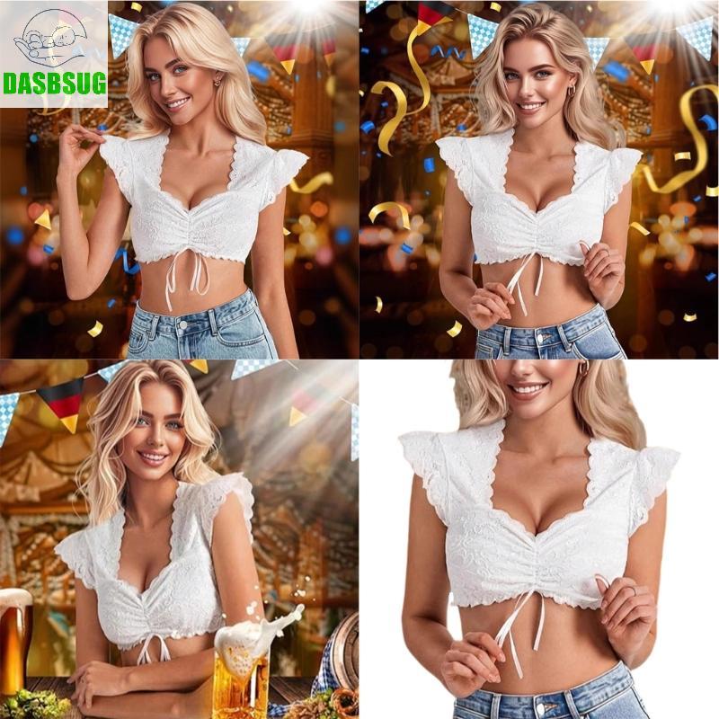Womens Bavarian Oktoberfest Costume Authentic Traditional German Dirndl Blouse