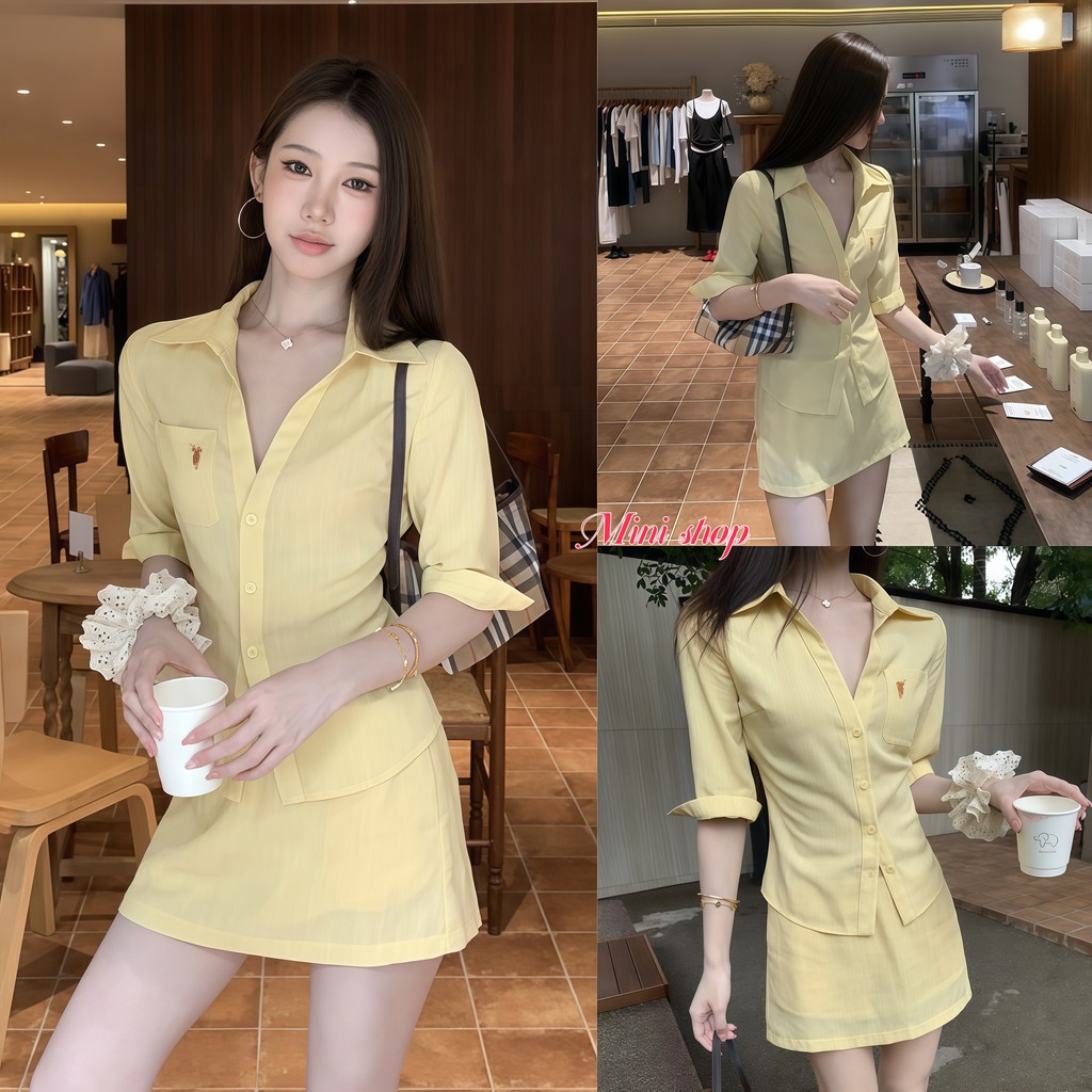 Mini shop Áo Sơ Mi Tay Ba Phần Tư Váy Ngắn Cao Cấp Phong Cách Hàn Quốc -A2941 / A2942