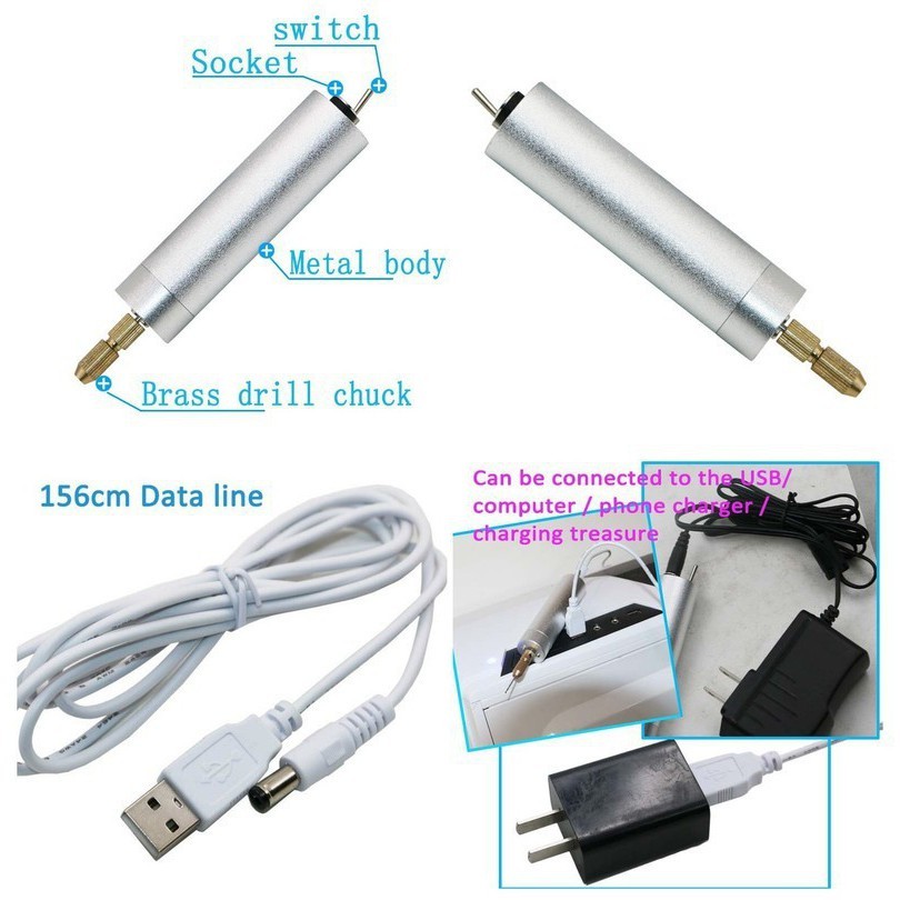 Bộ máy khoan mài mini dùng dây cáp USB 5VDC