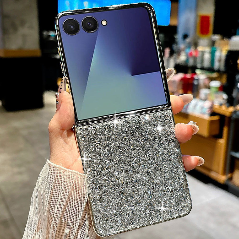 Dành Cho Samsung Galaxy Z Flip 8 Ốp Lưng Z Flip 7 Ốp Lưng Bé Gái Lấp Lánh Lấp Lánh Dễ Thương Kim Cươ