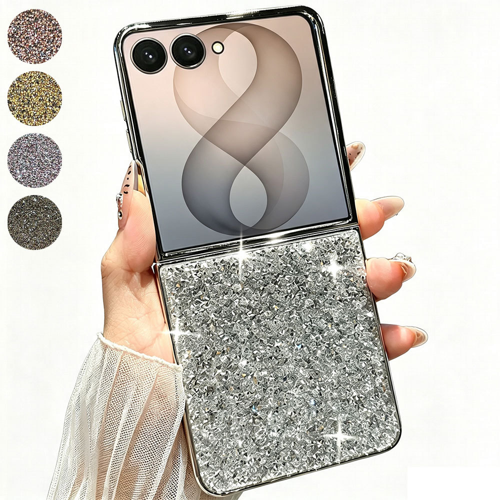 Dành Cho Samsung Z Flip 8 Ốp Lưng Bé Gái Bling Lấp Lánh Dễ Thương Kim Cương Mạ Cứng Chống Sốc Cho Ga